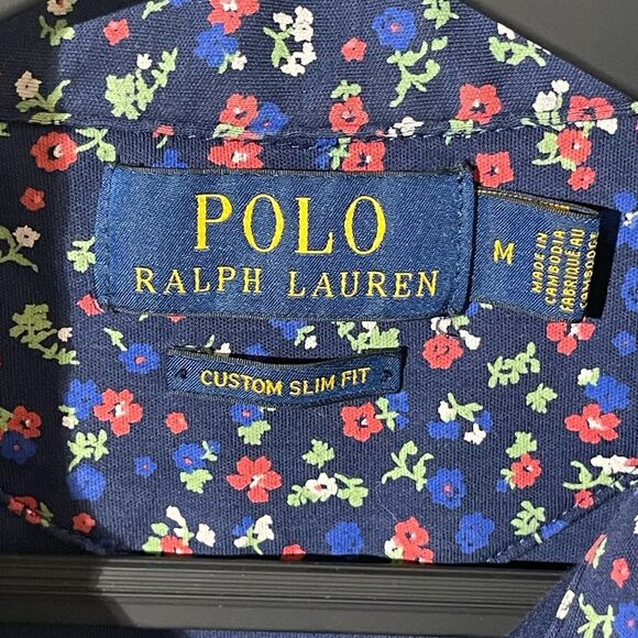 Ralph Lauren Men's Navy Floral Button Down Shirt - Picture 3 of 6